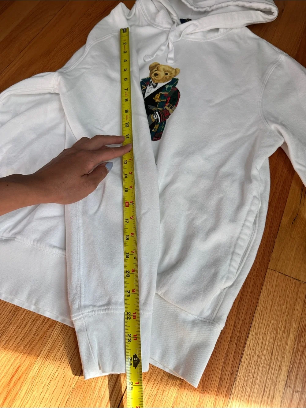Polo Ralph Lauren Polo Bear White Hoodie Holiday Tartan Bear Pullover Size M